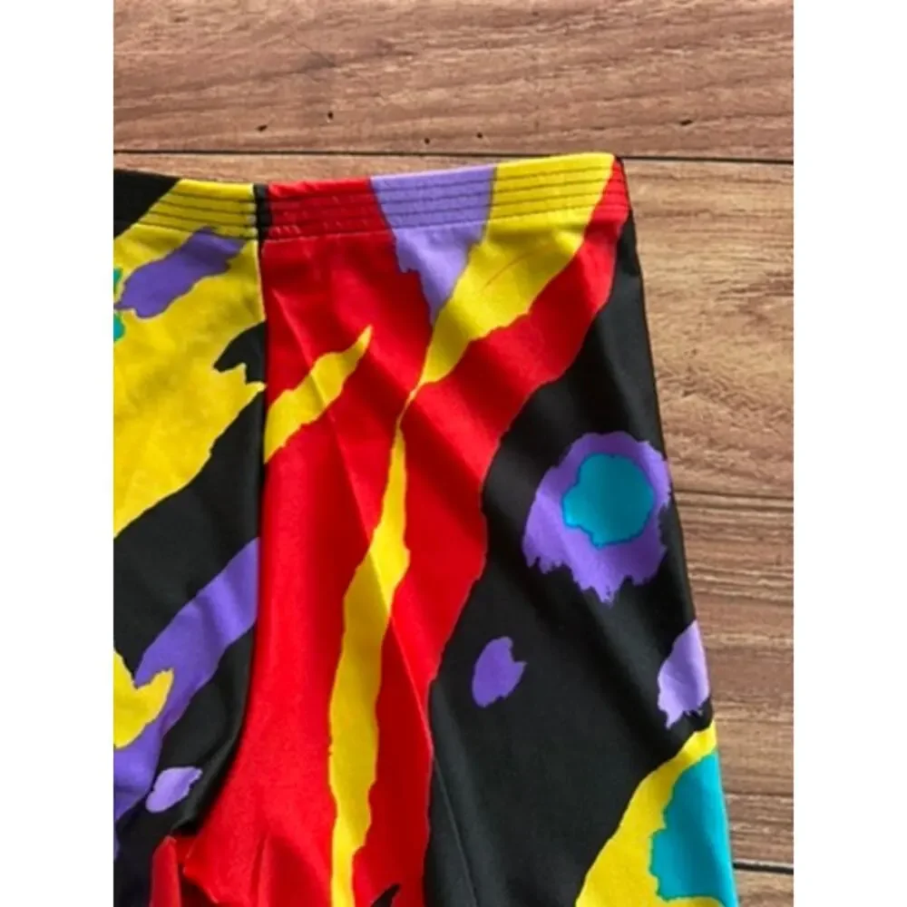 Vintage 80s 90s Wags Neon Abstract Paint Splatter Bike Shorts High Waist M
